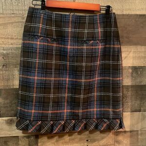 CAbi Plaid Chilly Chantilly Wool Blend Skirt